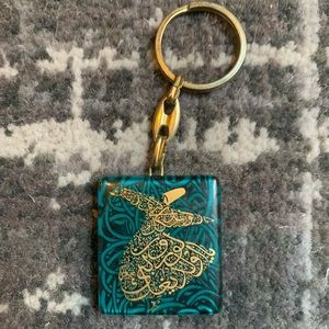 VINTAGE SUNNI ISLAMIC POETRY ARABIC GLASS KEYCHAIN